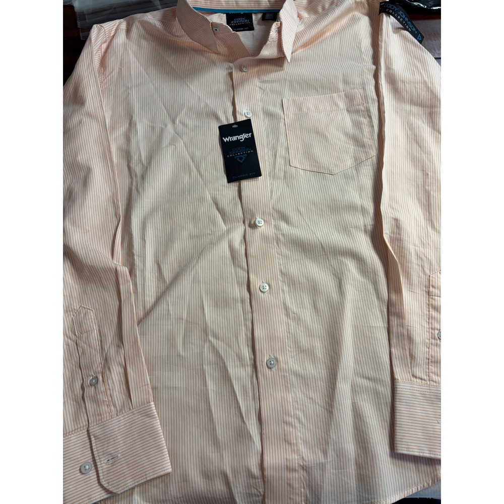 Wrangler Cody Johnson Collection Orange White Striped Button Down Shirt Mens L